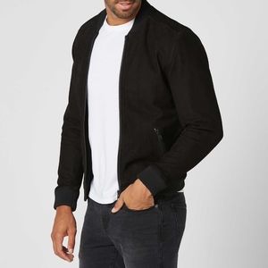 DSTLD Mens Suede Bomber Jacket In Black Size Large